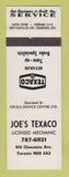 Matchbook Cover - Texaco oil gas Joe's Toronto ON