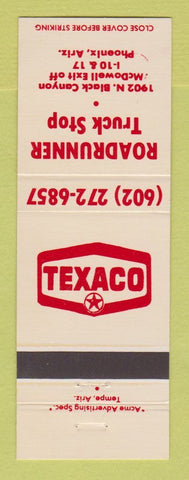 Matchbook Cover - Texaco oil gas Roadrunner Truck Stop Phoenix AZ