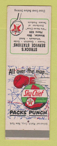 Matchbook Cover - Texaco oil gas Strock's Wooster OH
