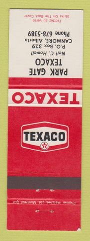 Matchbook Cover - Texaco oil gas Park Gate Canmore AB