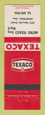 Matchbook Cover - Texaco oil gas Metro Montreal QC