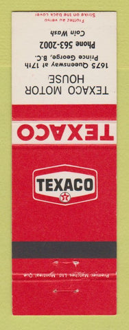 Matchbook Cover - Texaco oil gas Motor House Prince George BC