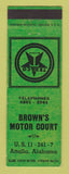 Matchbook Cover - Texaco oil gas Brown's Motor Court Attalla AL WEAR