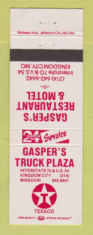 Matchbook Cover - Texaco oil gas Gasper's Kingdom City MO motel