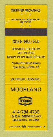 Matchbook Cover - Texaco oil gas Moorland Brookfield WI