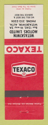 Matchbook Cover - Texaco oil gas Wetaskiwin Motors AL