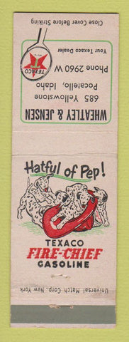 Matchbook Cover - Texaco oil gas Wheatley and Jensen Pocatello ID