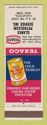 Matchbook Cover - Texaco oil gas Clarks Canastota NY
