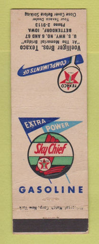 Matchbook Cover - Texaco oil gas Voelliger Bros Bettendorf IA