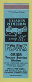 Matchbook Cover - Texaco oil gas Grier Service Atlanta GA