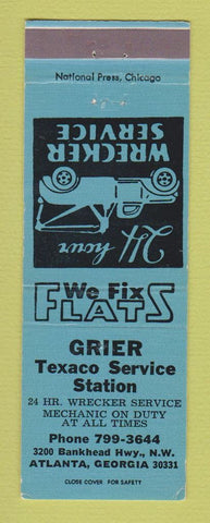 Matchbook Cover - Texaco oil gas Grier Service Atlanta GA