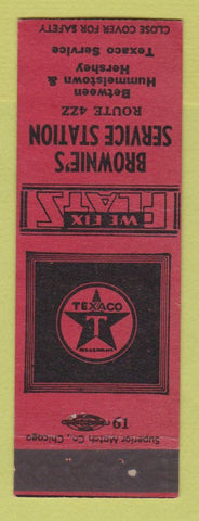 Matchbook Cover - Texaco oil gas Brownie's Hummelstown Hershey PA RED