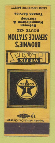 Matchbook Cover - Texaco oil gas Brownie's Hummelstown Hershey PA YELLOW