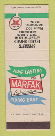 Matchbook Cover - Texaco oil gas Spinney's Danforth ME