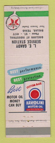 Matchbook Cover - Texaco oil gas LE Gandy Dallas TX
