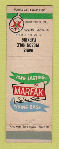 Matchbook Cover - Texaco oil gas Davis Pigeon Hole Parking Portland OR