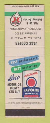 Matchbook Cover - Texaco oil gas Jack Cooper Stockton CA