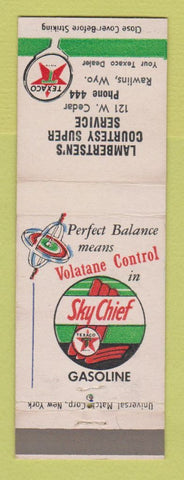 Matchbook Cover - Texaco oil gas Lambertsen's Rawlins WY