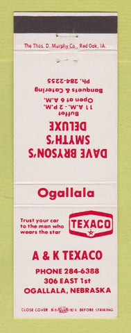 Matchbook Cover - Texaco oil gas A&K Ogallala NE Dave Bryson's Restaurant