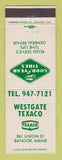Matchbook Cover - Texaco oil gas Westgate Gangor ME Goodyear Tires