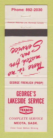 Matchbook Cover - Texaco oil gas George's Lakeside Service Meota SK