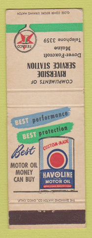 Matchbook Cover - Texaco oil gas Riverside Dover Foxcroft ME