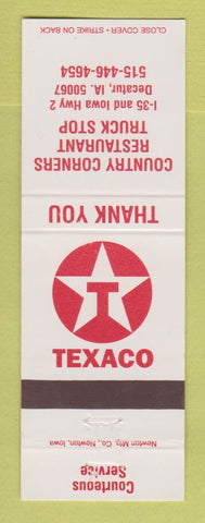 Matchbook Cover - Texaco oil gas Country Corners Restaurant Decatur IA