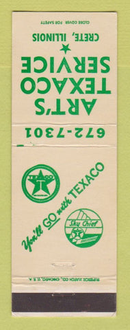 Matchbook Cover - Texaco oil gas Art's Service Crete IL