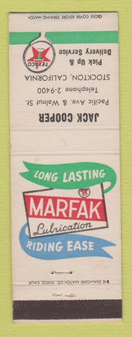 Matchbook Cover - Texaco oil gas Jack Cooper Stockton CA