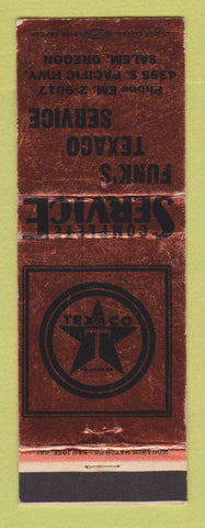 Matchbook Cover - Texaco oil gas Funk's Service Salem OR WEAR
