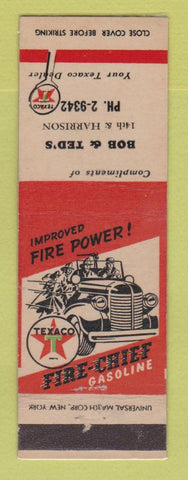Matchbook Cover - Texaco oil gas Bob & Ted's LAMINATED