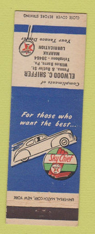 Matchbook Cover - Texaco oil gas Elwood Shiffer Wilkes Barre PA