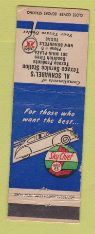 Matchbook Cover - Texaco oil gas Al Schnabel's New Braunfels TX LAMINATED
