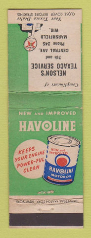 Matchbook Cover - Texaco oil gas Nelson's Marshfield WI