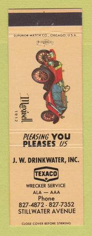 Matchbook Cover - Texaco oil gas JW Drinkwater Orono ME