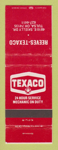 Matchbook Cover - Texaco oil gas Reeves Tulsa OK