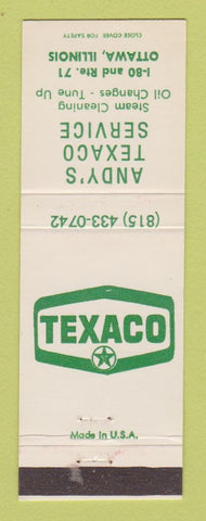 Matchbook Cover - Texaco oil gas Andy's Service Ottawa IL