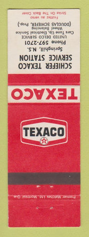 Matchbook Cover - Texaco oil gas Schiefer Springhill NS