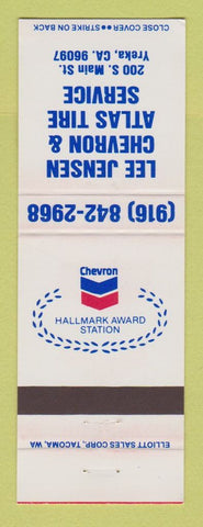 Matchbook Cover - Chevron oil gas Lee Jensen Atlas Tires Yreka CA