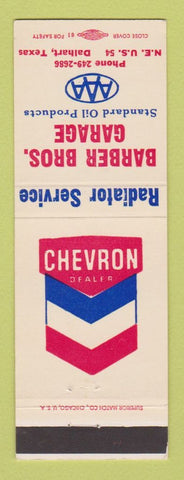 Matchbook Cover - Chevron oil gas Barber Bros Garage Dalhart TX