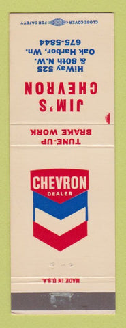 Matchbook Cover - Chevron oil gas Jim's Oak Harbor WA