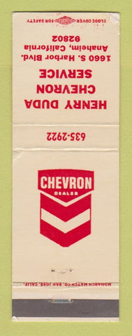Matchbook Cover - Chevron oil gas Henry Duda Anaheim CA