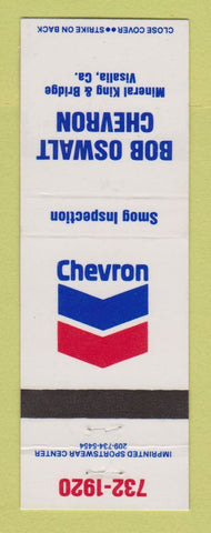 Matchbook Cover - Chevron oil gas Bob Oswalt Visalia CA LAMINATED