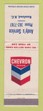 Matchbook Cover - Chevron oil gas Andy's Rossland BC