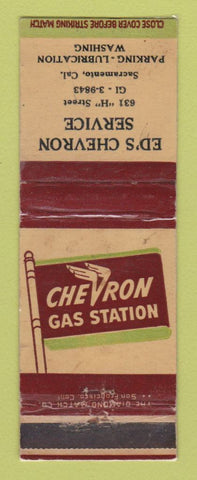 Matchbook Cover - Chevron oil gas Ed's Sacramento CA WEAR LAMINATED