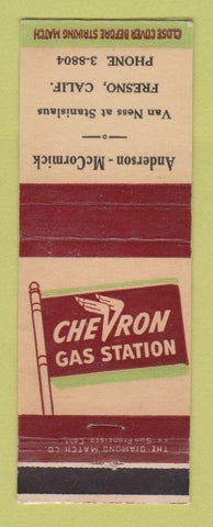 Matchbook Cover - Chevron oil gas Anderson McCormick Fresno CA LAMINATED