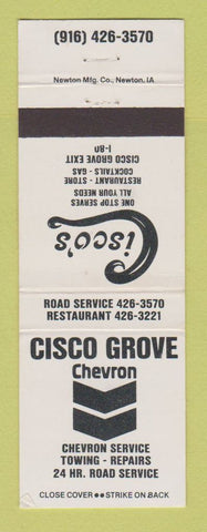 Matchbook Cover - Chevron oil gas Cisco Grove CA WHITE