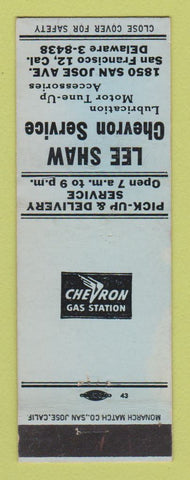 Matchbook Cover - Chevron oil gas Lee Shaw San Francisco CA