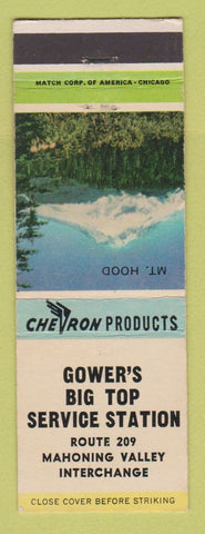 Matchbook Cover - Chevron oil gas Gower's Big Top Lehighton? PA