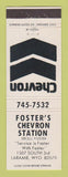 Matchbook Cover - Chevron oil gas Foster's Laramie WY